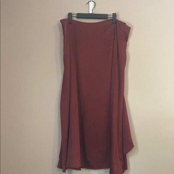 Women's Holiday Flowy Satin MIDI Skirt - Future Collective Burgundy XL NWT - Picture 6 of 8